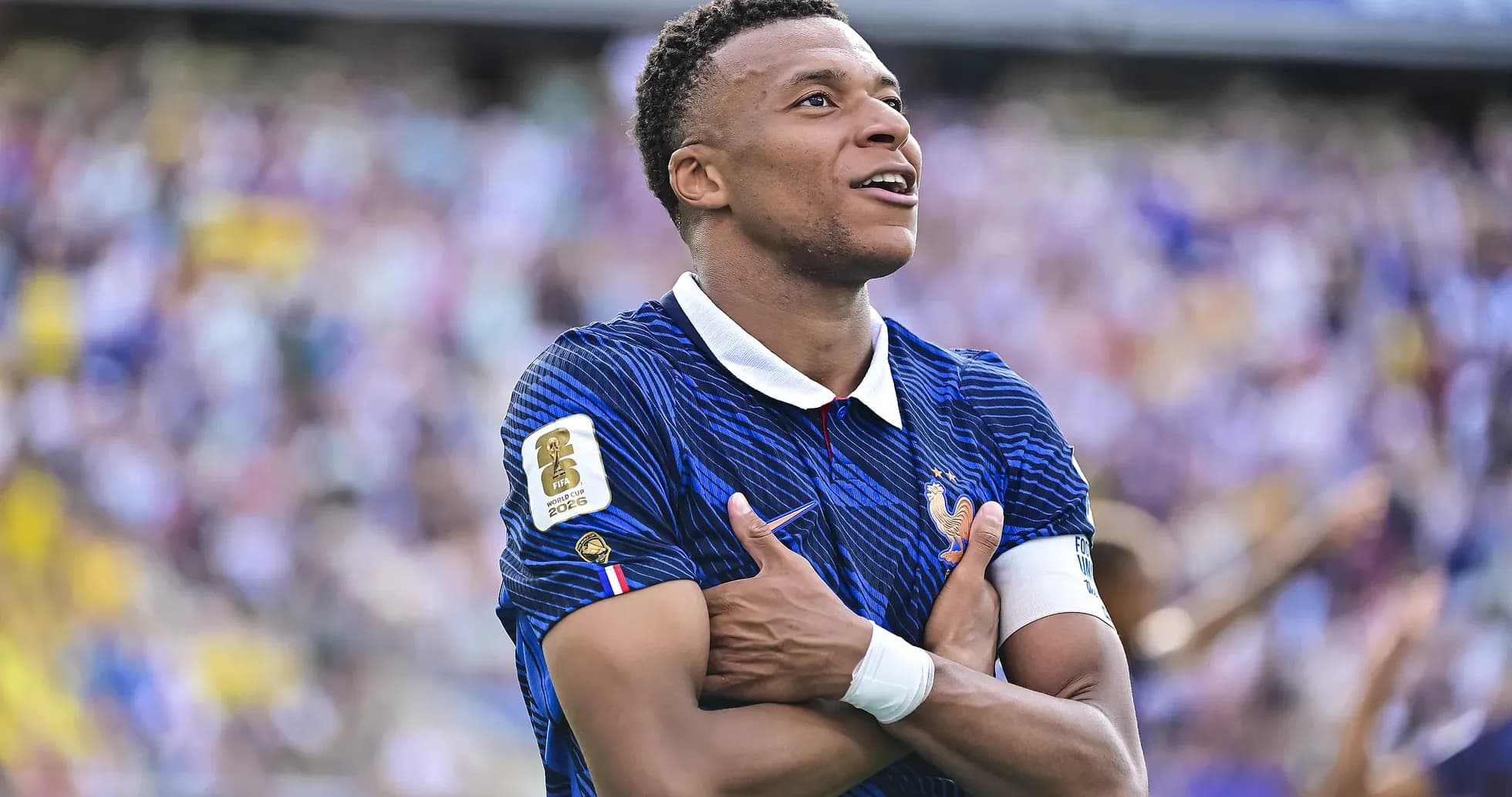 Kylian Mbappé celebrating during World Cup match