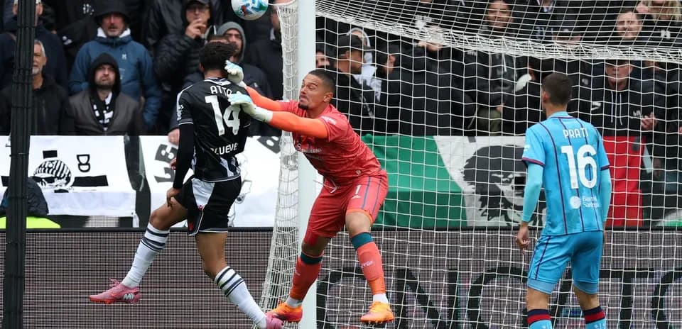 Goalkeeper attempts to save a shot on goal