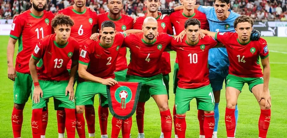 Morocco national team posing before the match