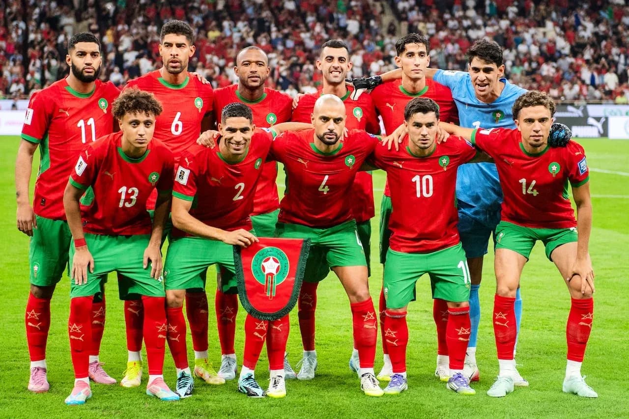Morocco national team posing before the match