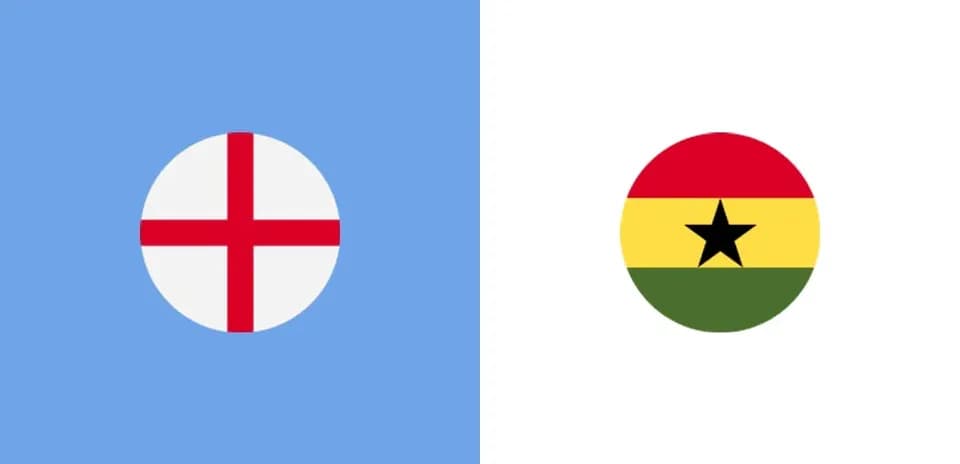 Flags of England and Ghana on blue and white background
