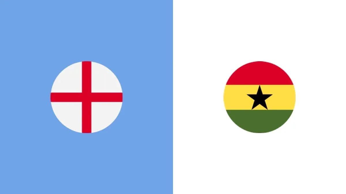 Flags of England and Ghana on blue and white background