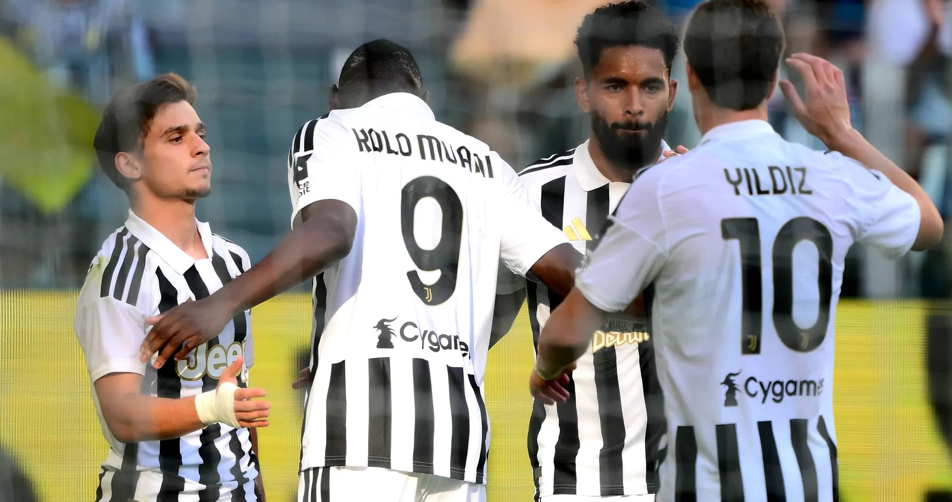 Juventus players celebrating a goal on the field