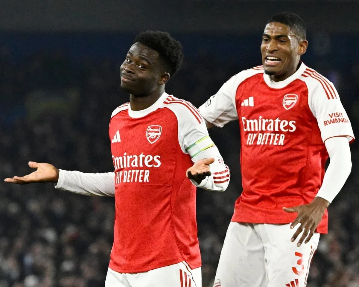 Arsenal players celebrating during Premier League match