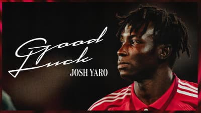 Josh Yaro in red jersey with 'Good Luck' text