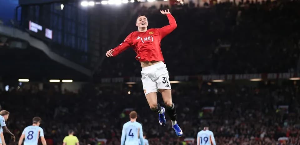 Player celebrating goal during Manchester United match