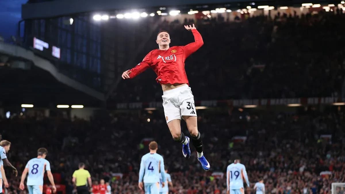 Player celebrating goal during Manchester United match