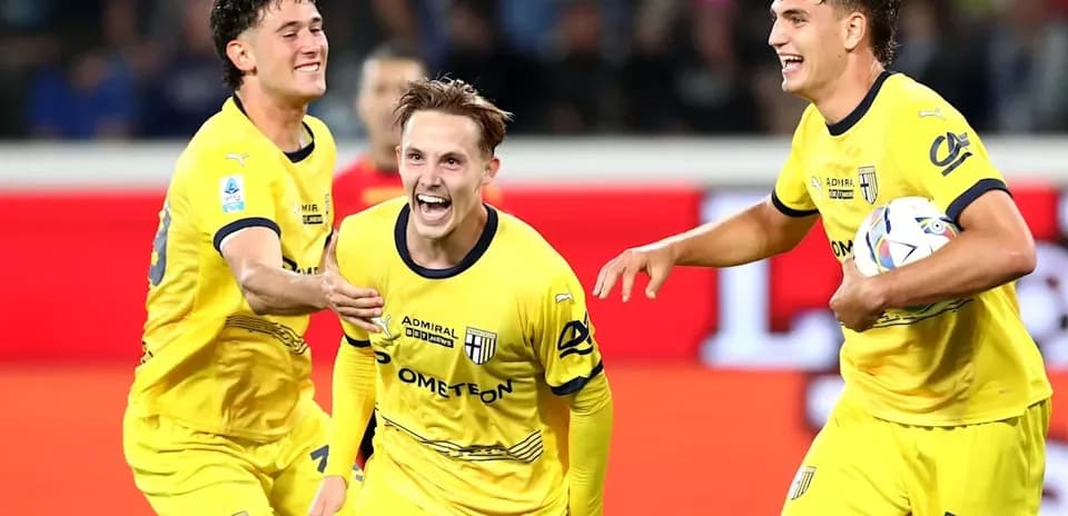 Parma players celebrating a goal on the field