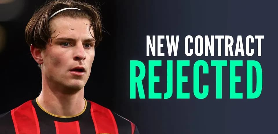 Player in Bournemouth jersey with contract news headline