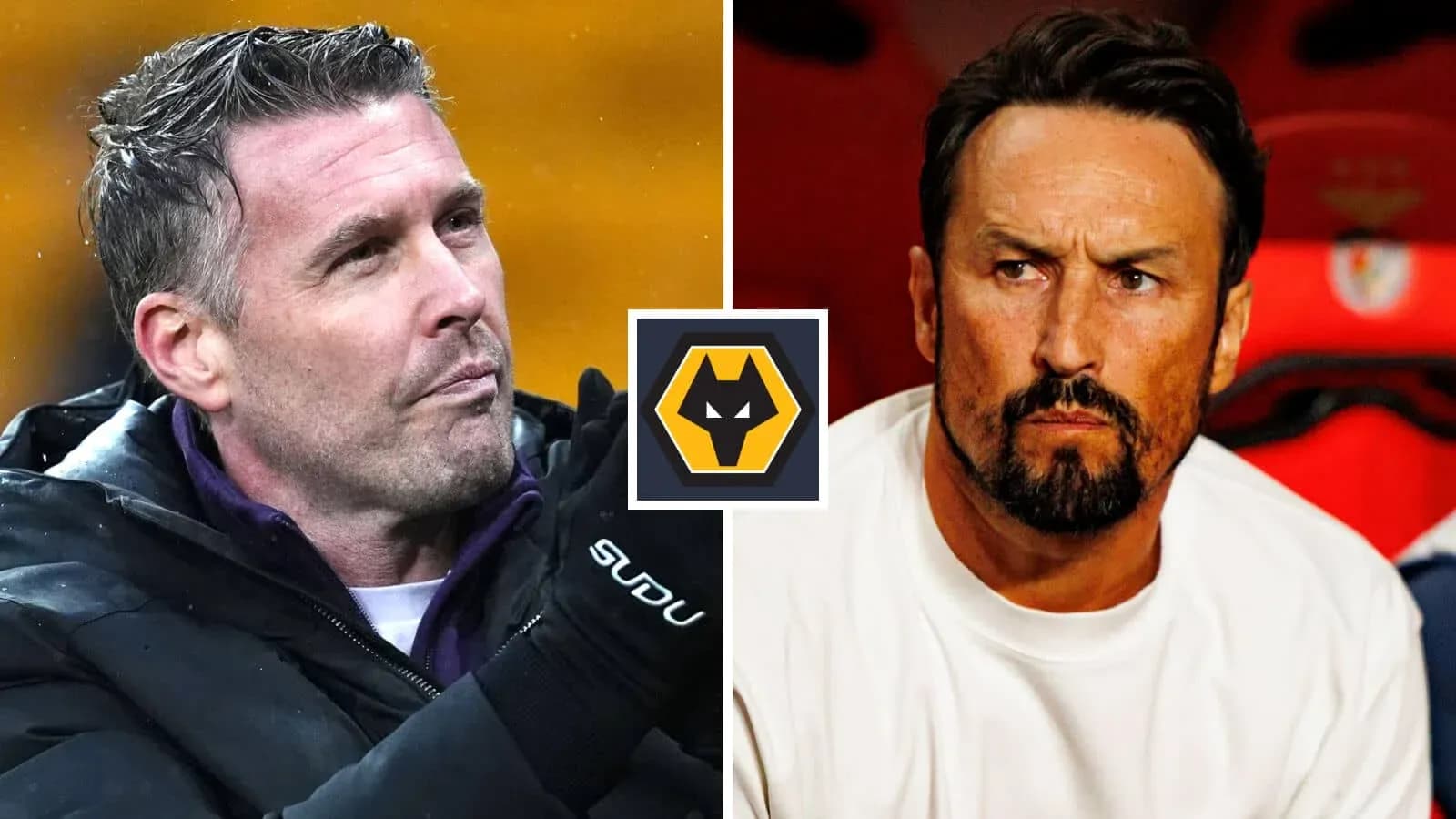 Two football managers during a match split screen