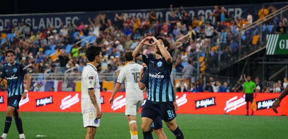 Player celebrating during Rhode Island vs Westchester match