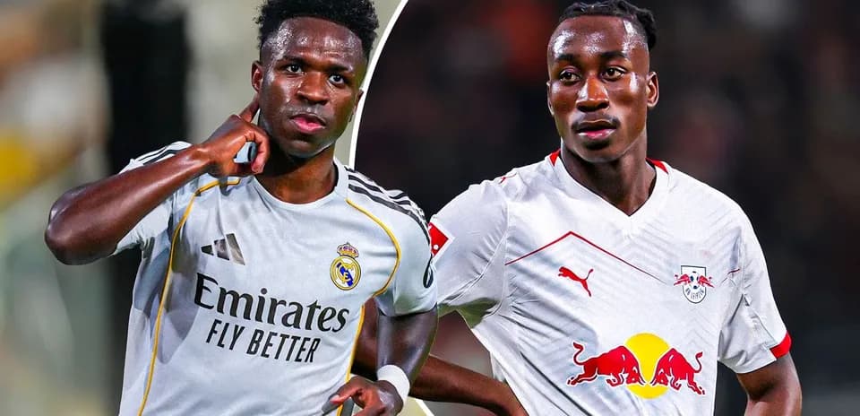 Vinicius Junior and Dani Olmo in football jerseys