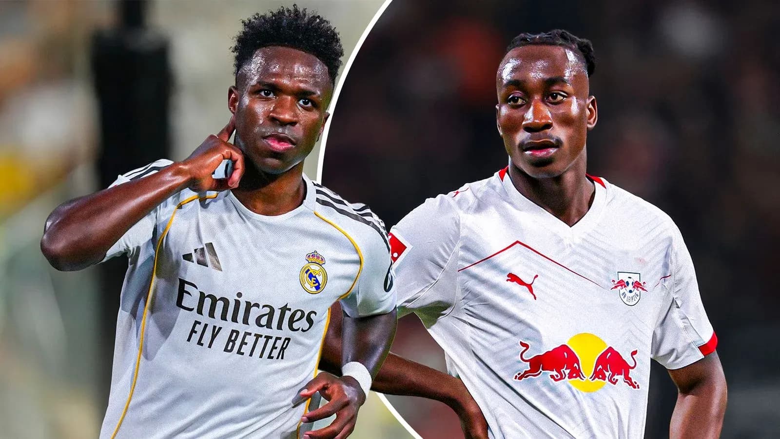 Vinicius Junior and Dani Olmo in football jerseys