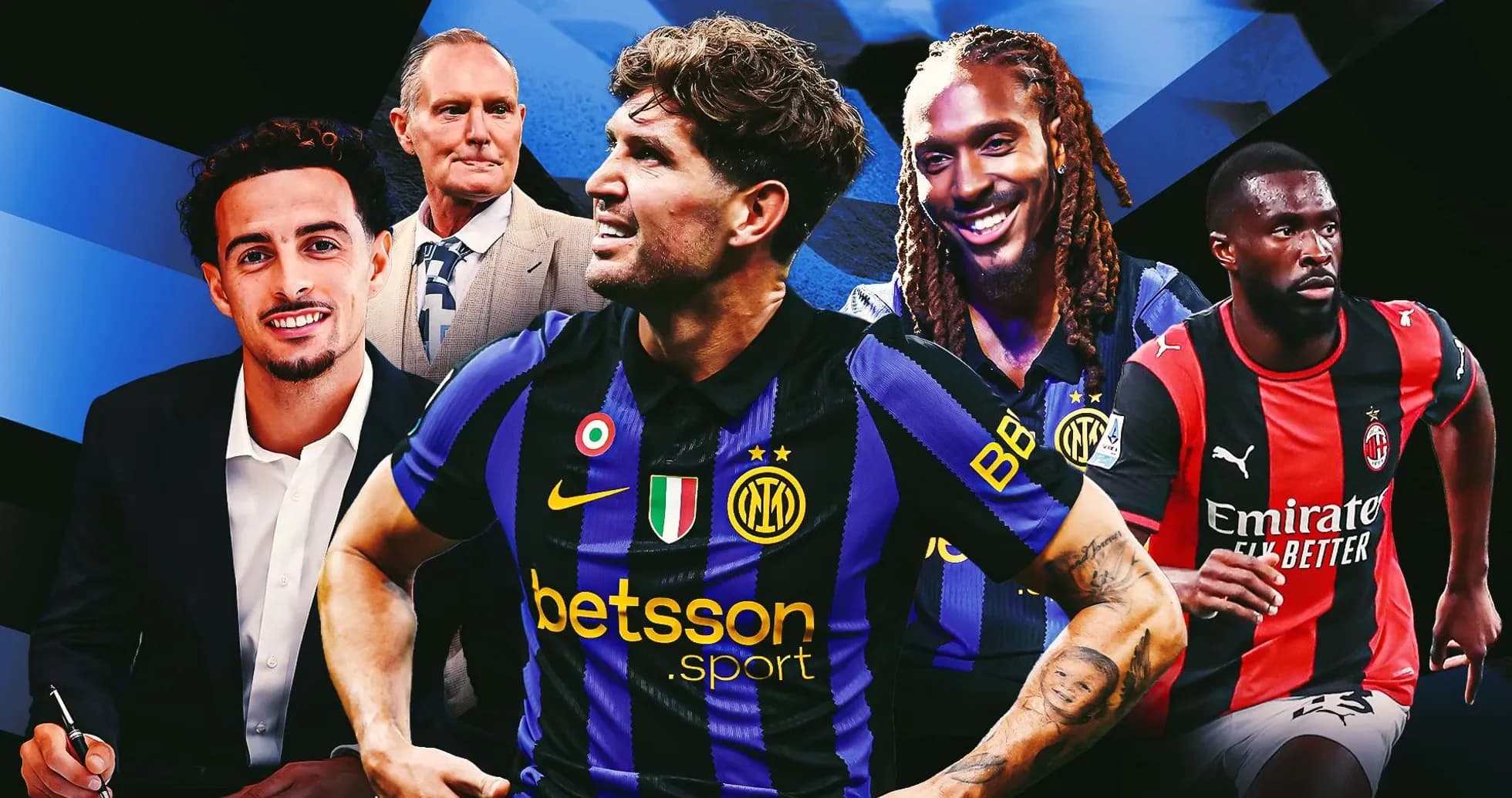 Players and staff from Inter Milan and AC Milan