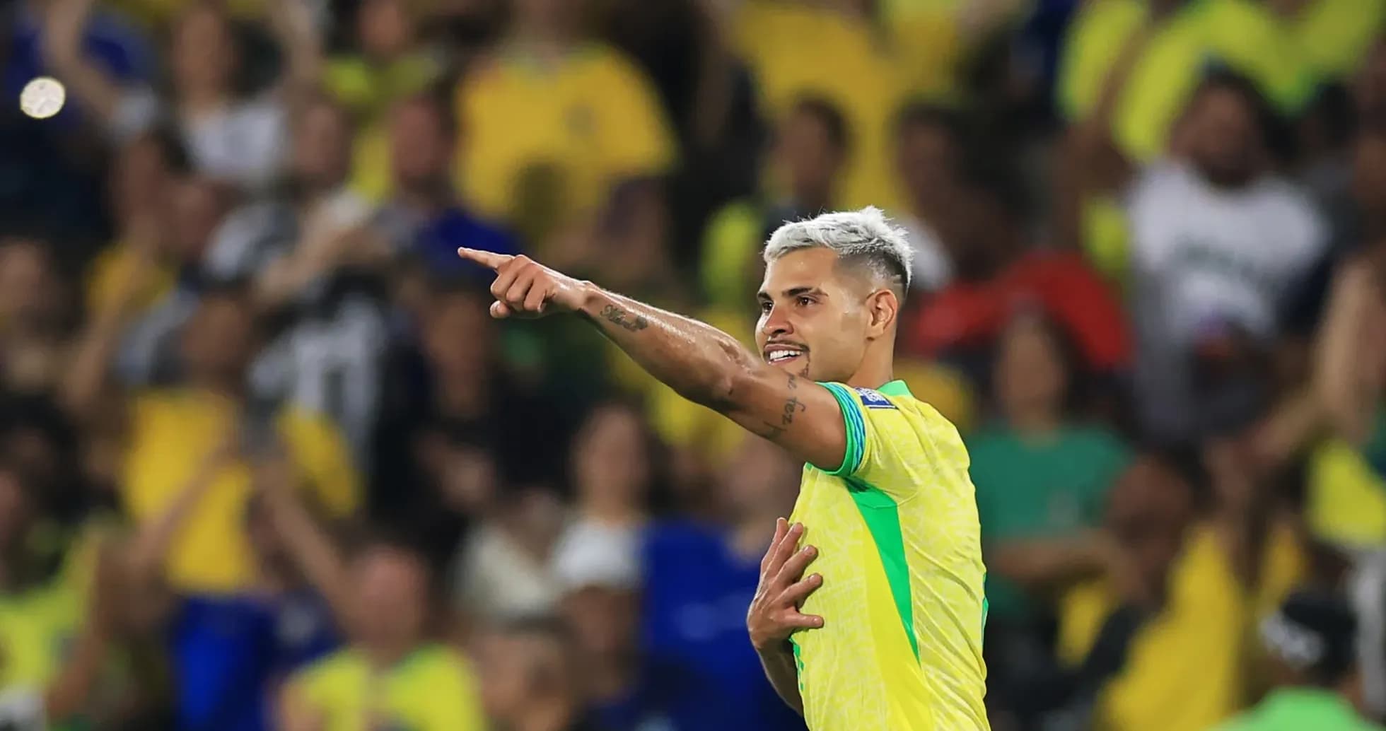 Player celebrating and pointing during match