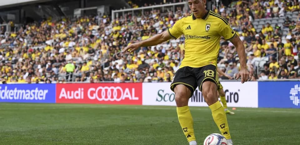 Player taking a corner kick for Columbus Crew