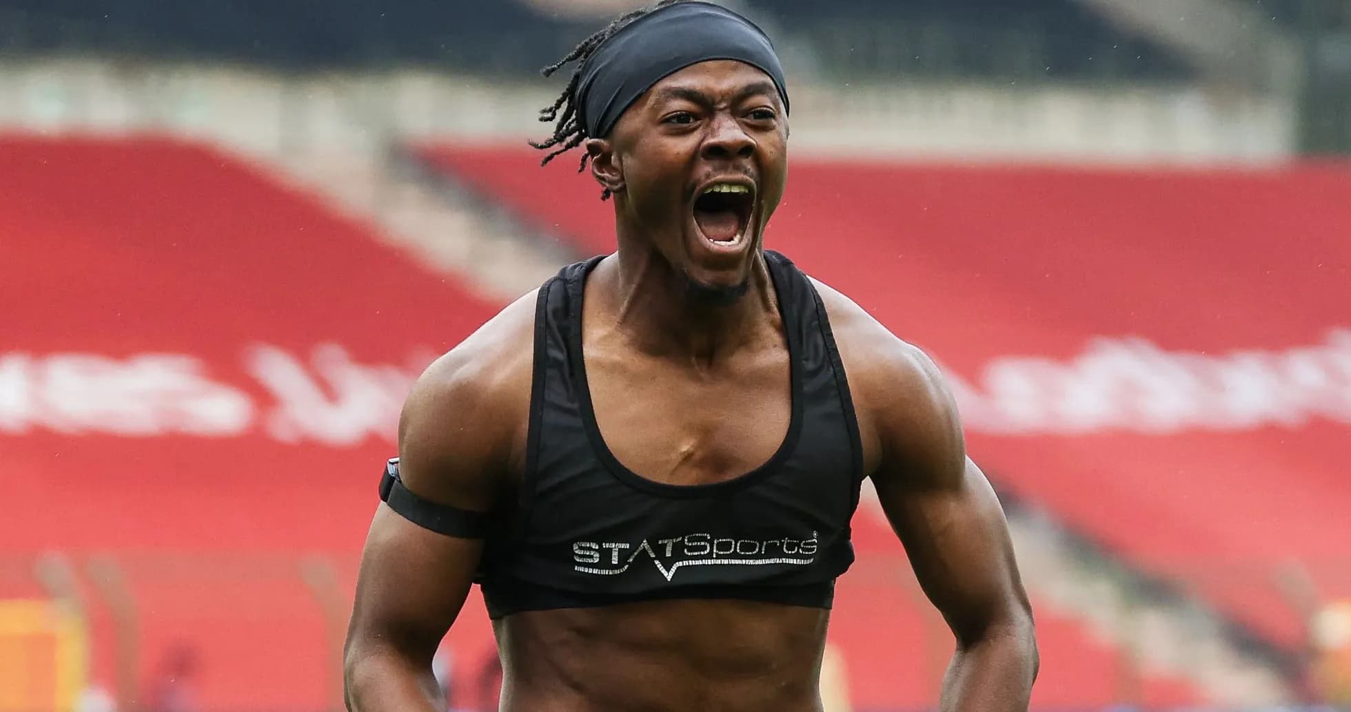 Athlete celebrating during training session on field