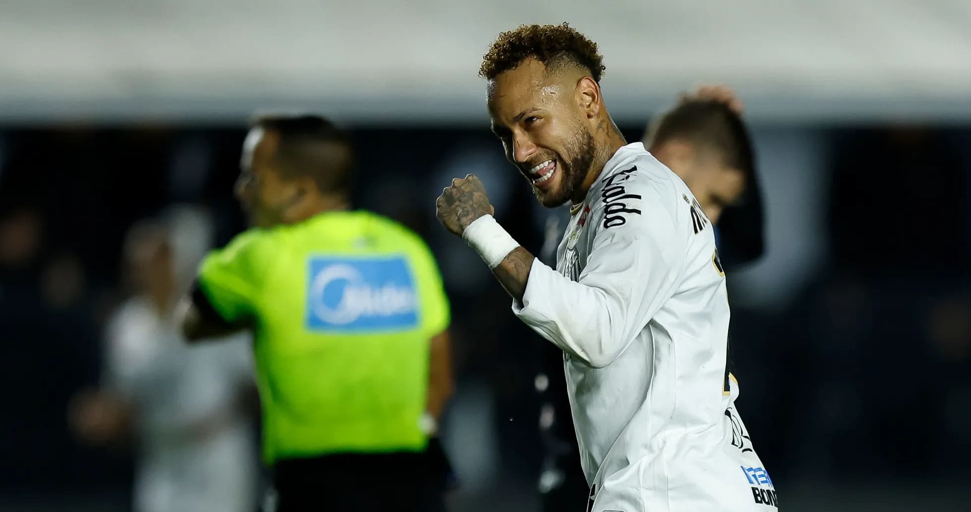 Neymar celebrating after scoring a goal