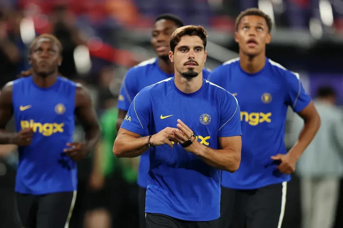 Chelsea players warming up before a match