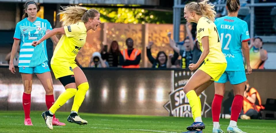 Celebrating players during Chicago Red Stars match