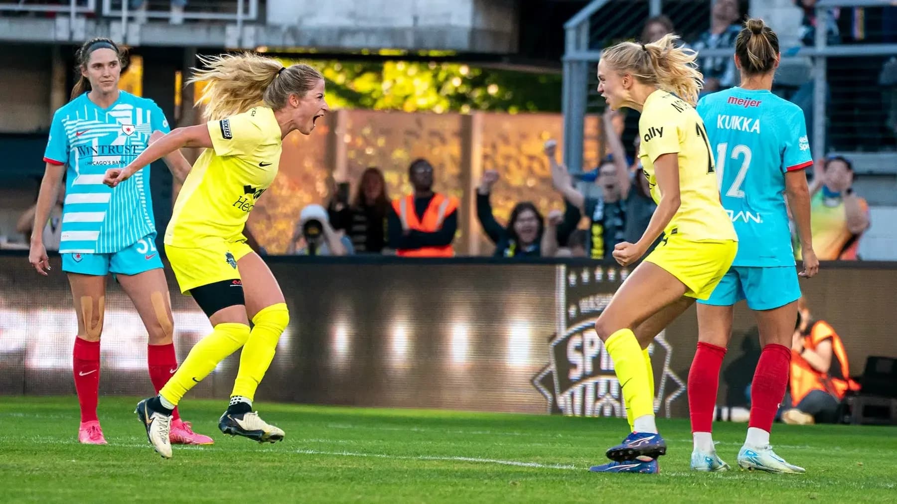 Celebrating players during Chicago Red Stars match