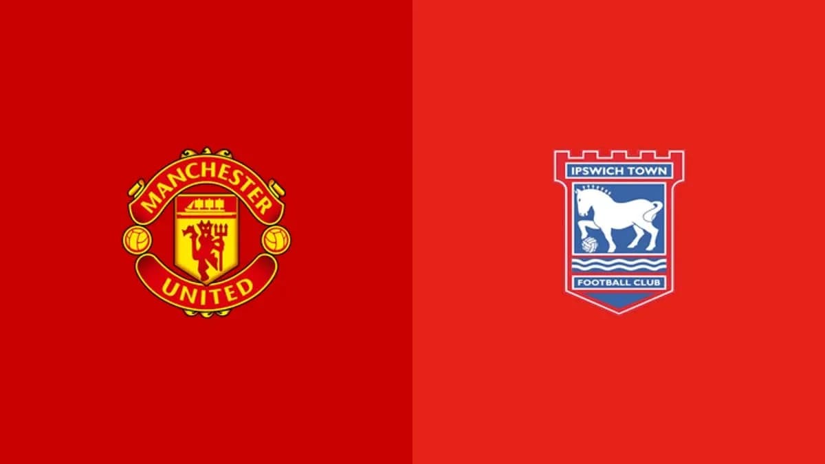 Logos of Manchester United and Ipswich Town