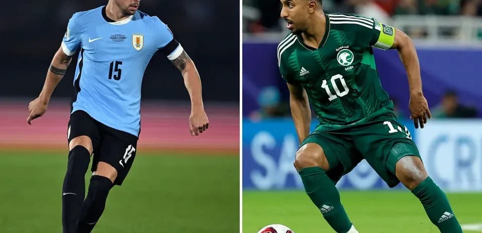 Uruguay and Saudi Arabia players during match