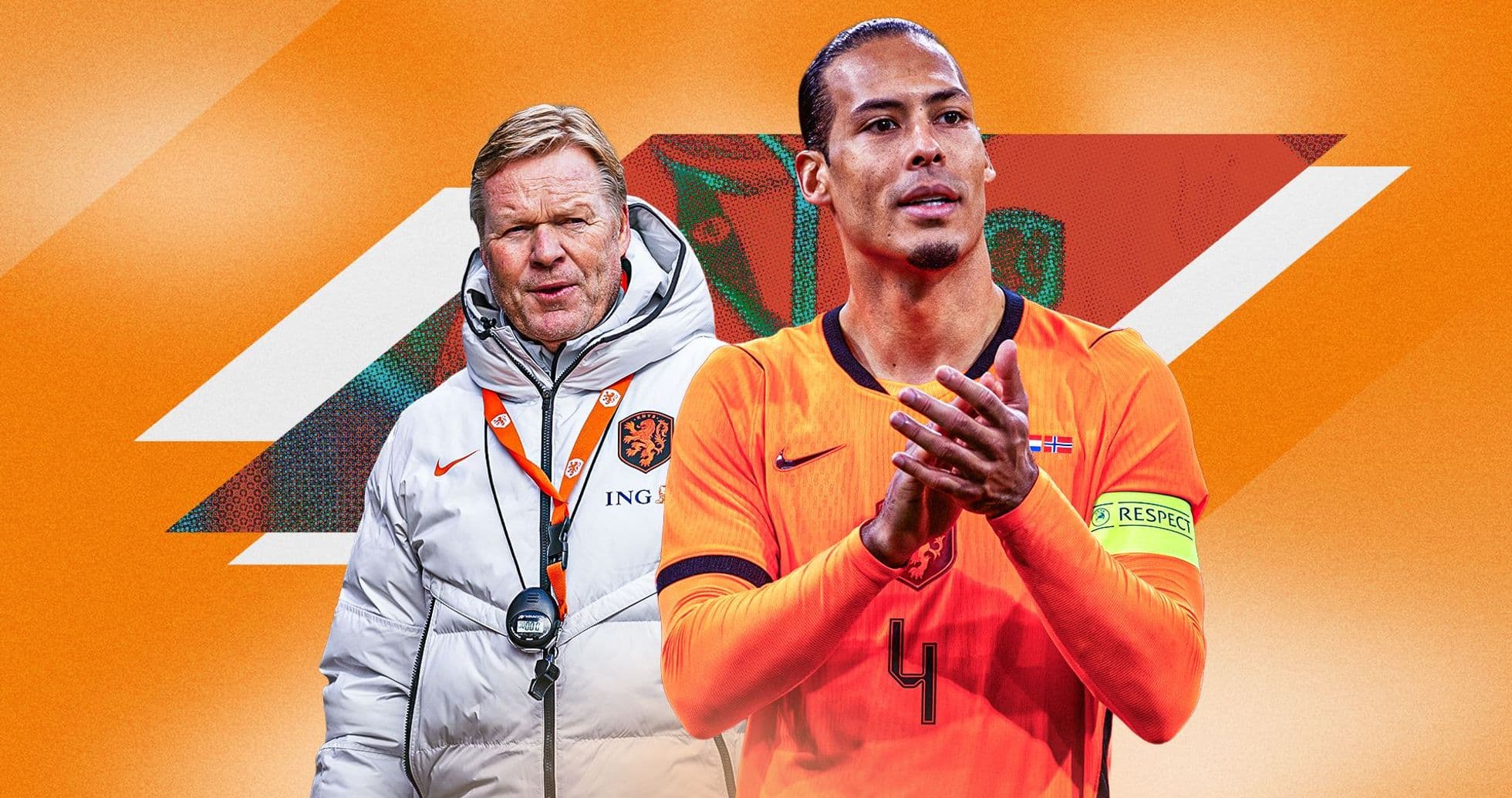 Ronald Koeman and Virgil van Dijk in Netherlands kit