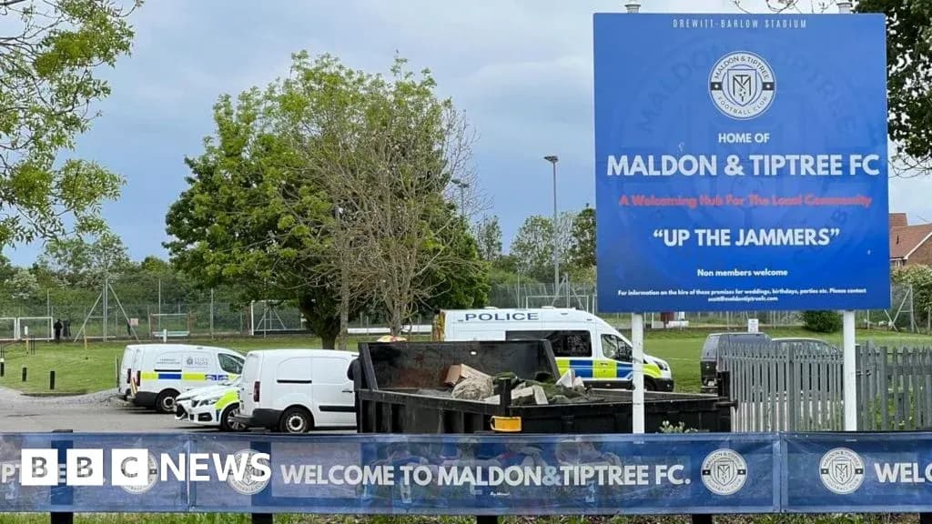 Maldon & Tiptree FC stadium entrance and police presence
