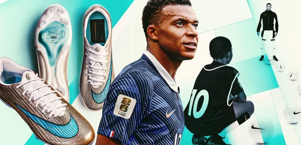 Kylian Mbappé with soccer cleats and training scene