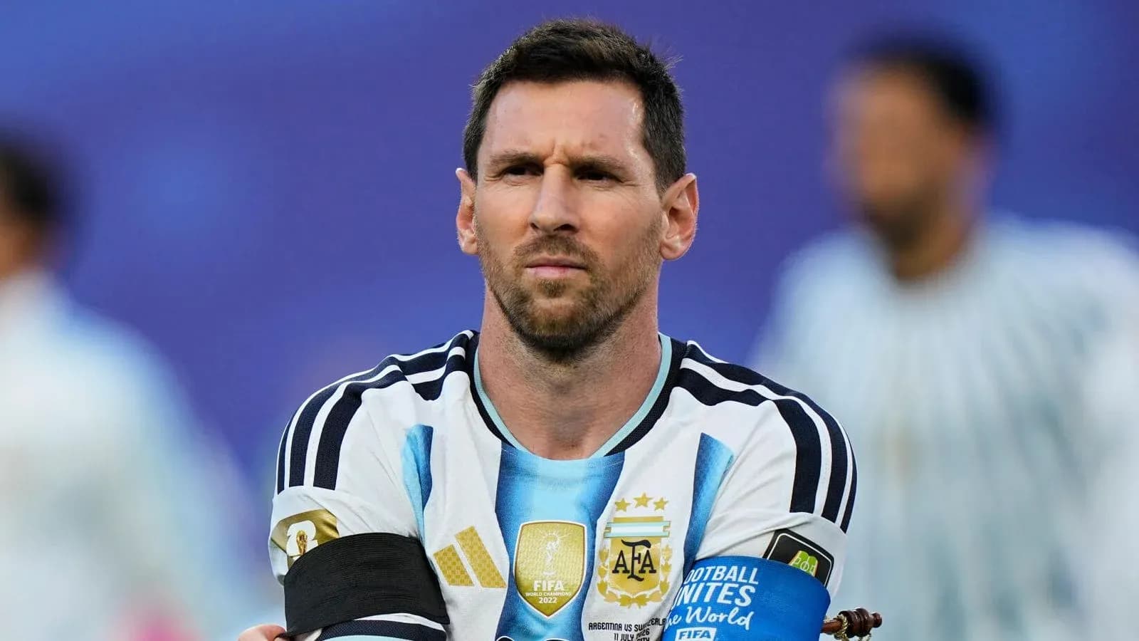 Player wearing Argentina jersey with captain's armband
