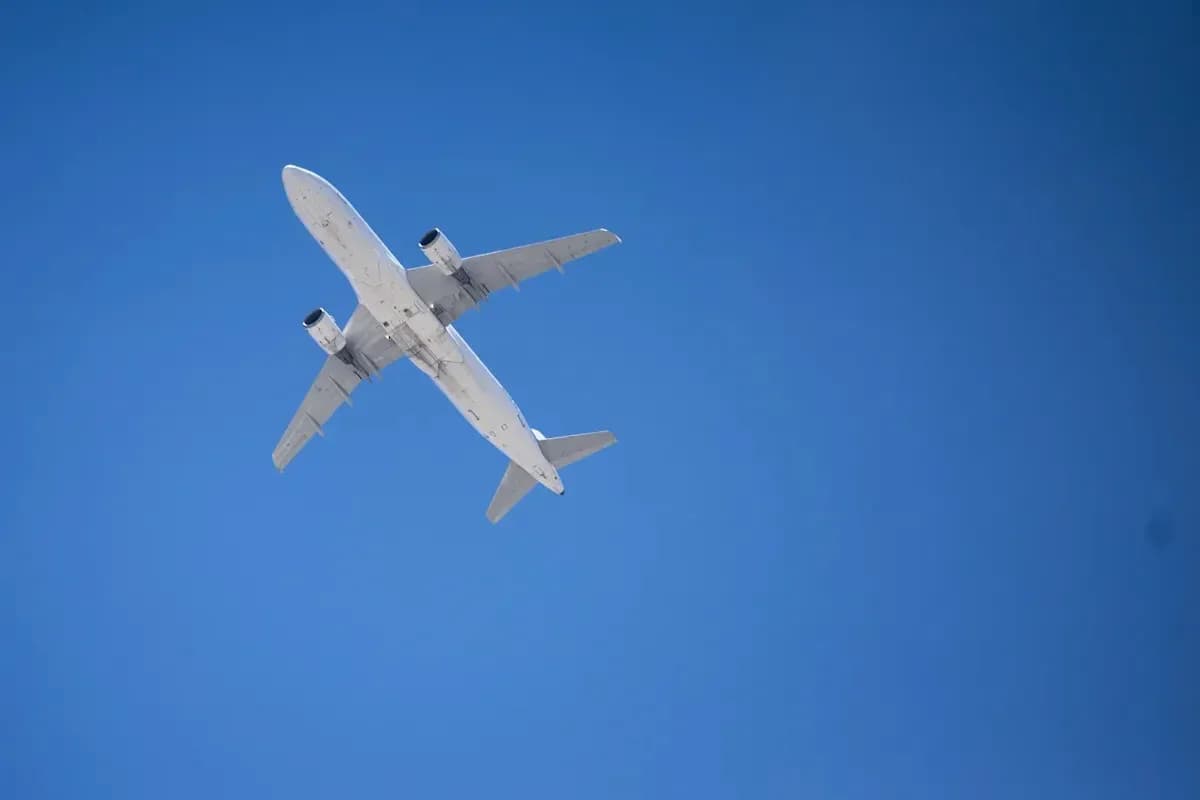 Airplane flying against a clear blue sky