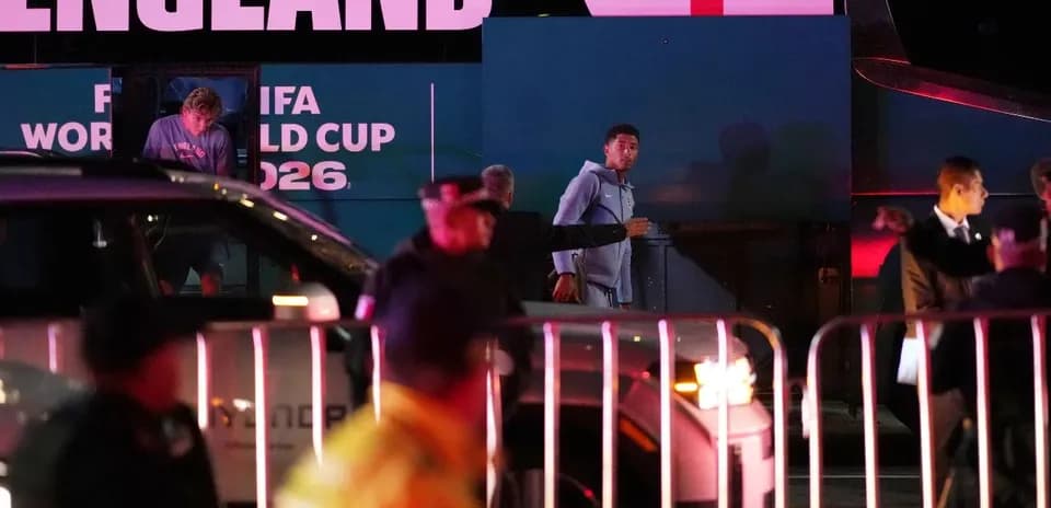 England team arriving at World Cup venue