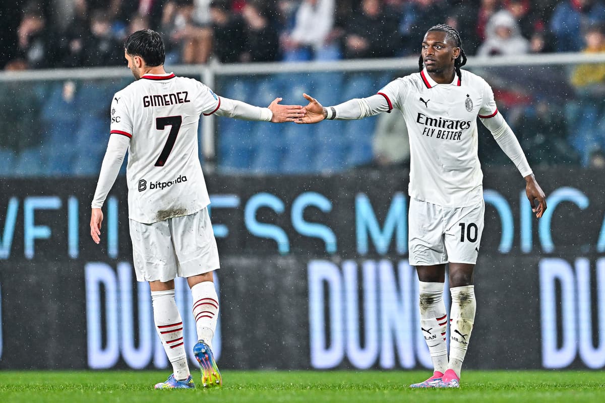 Genoa and AC Milan players exchanging gestures