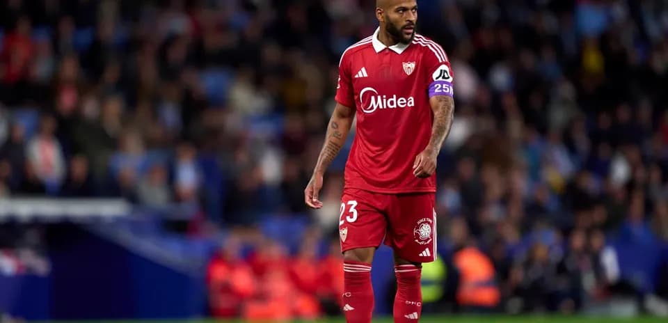 Sevilla player during La Liga match against Espanyol