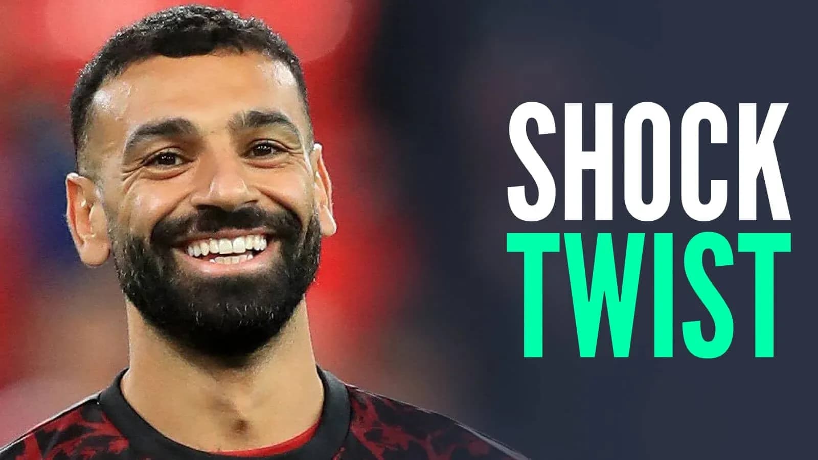 Smiling player in football kit with text overlay