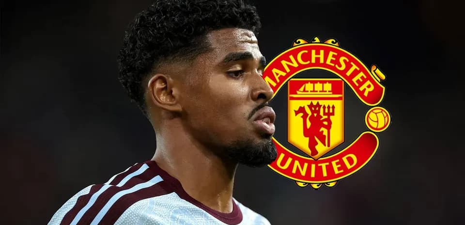 Player profile with Manchester United logo background