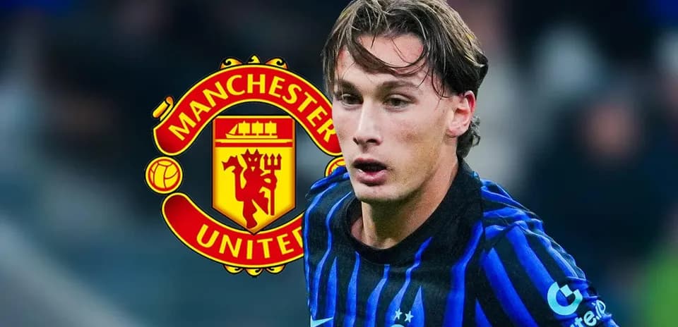 Player in blue jersey running with Manchester United logo