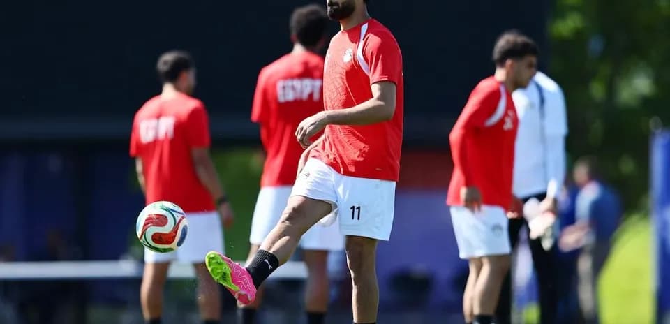 Egypt player practicing before match against Belgium