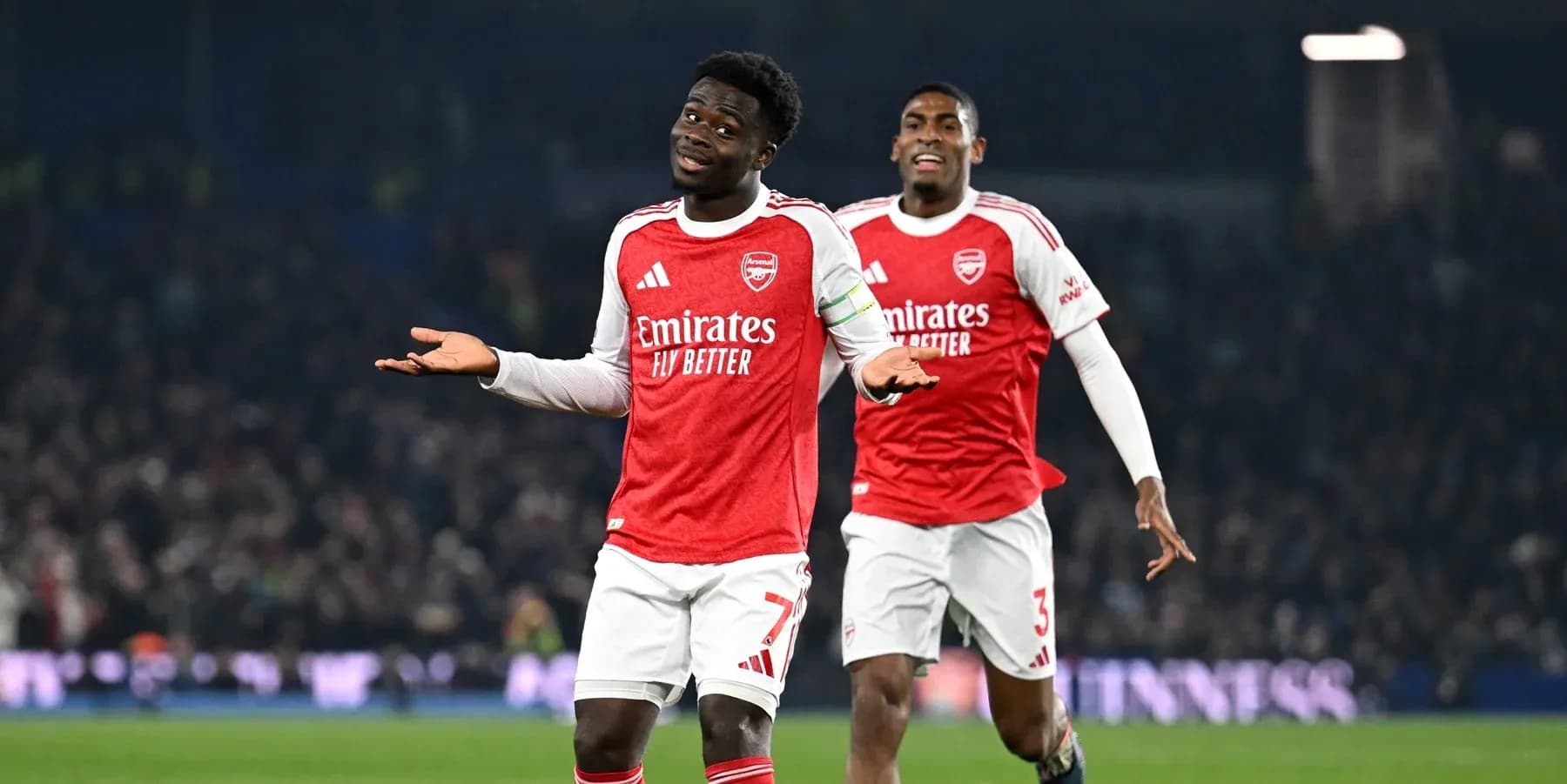 Arsenal players celebrating during Premier League match