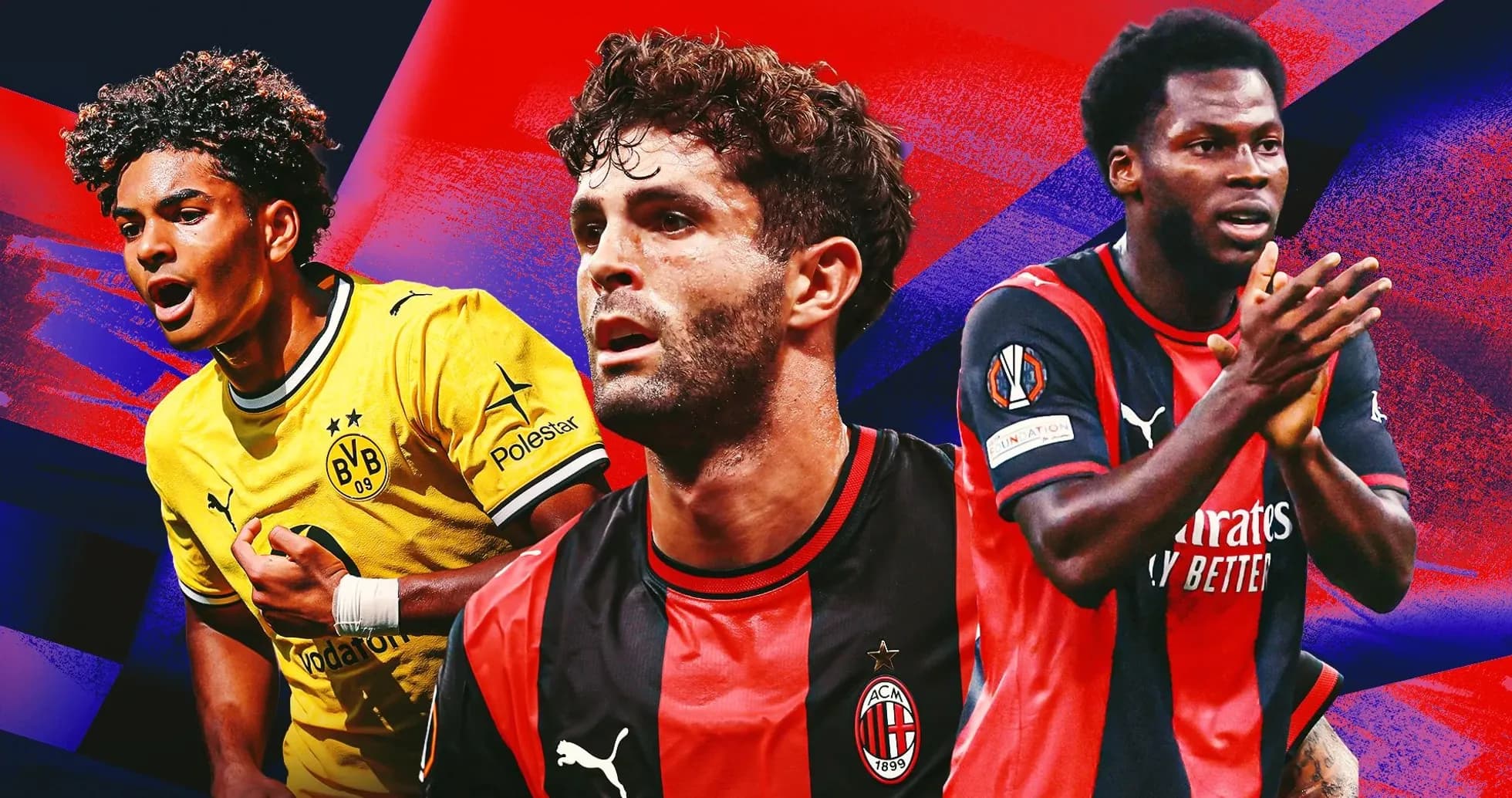 Three football players from Borussia Dortmund and AC Milan