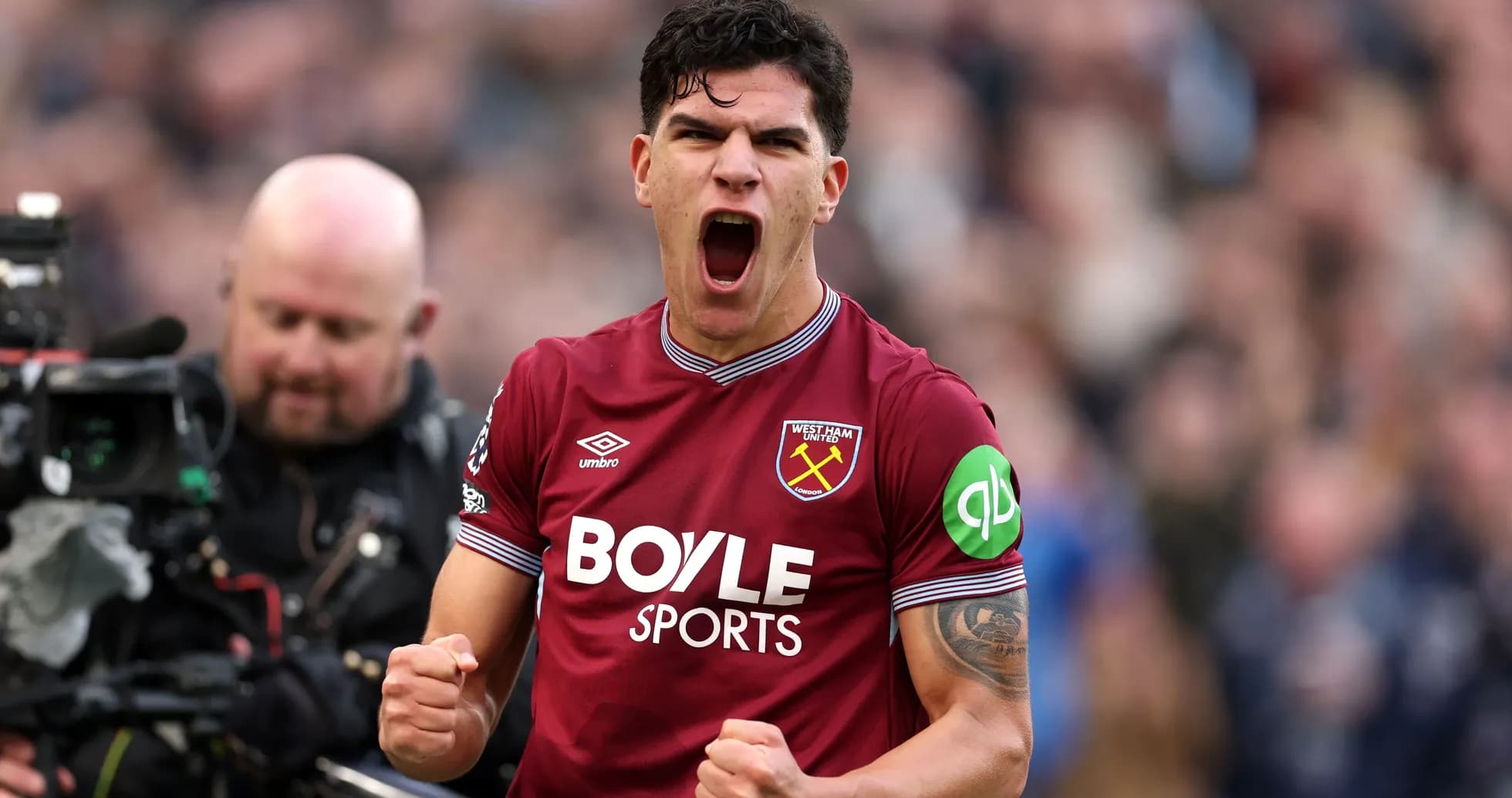 West Ham player celebrating during a match