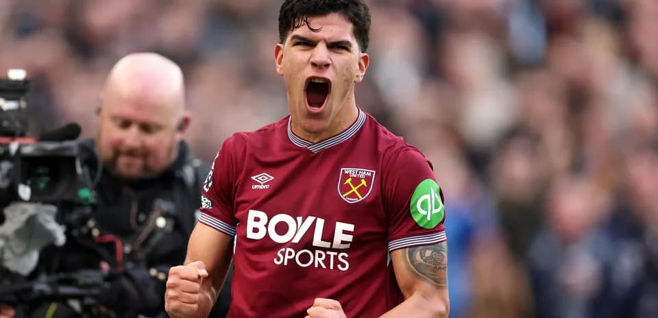 West Ham player celebrating during a match