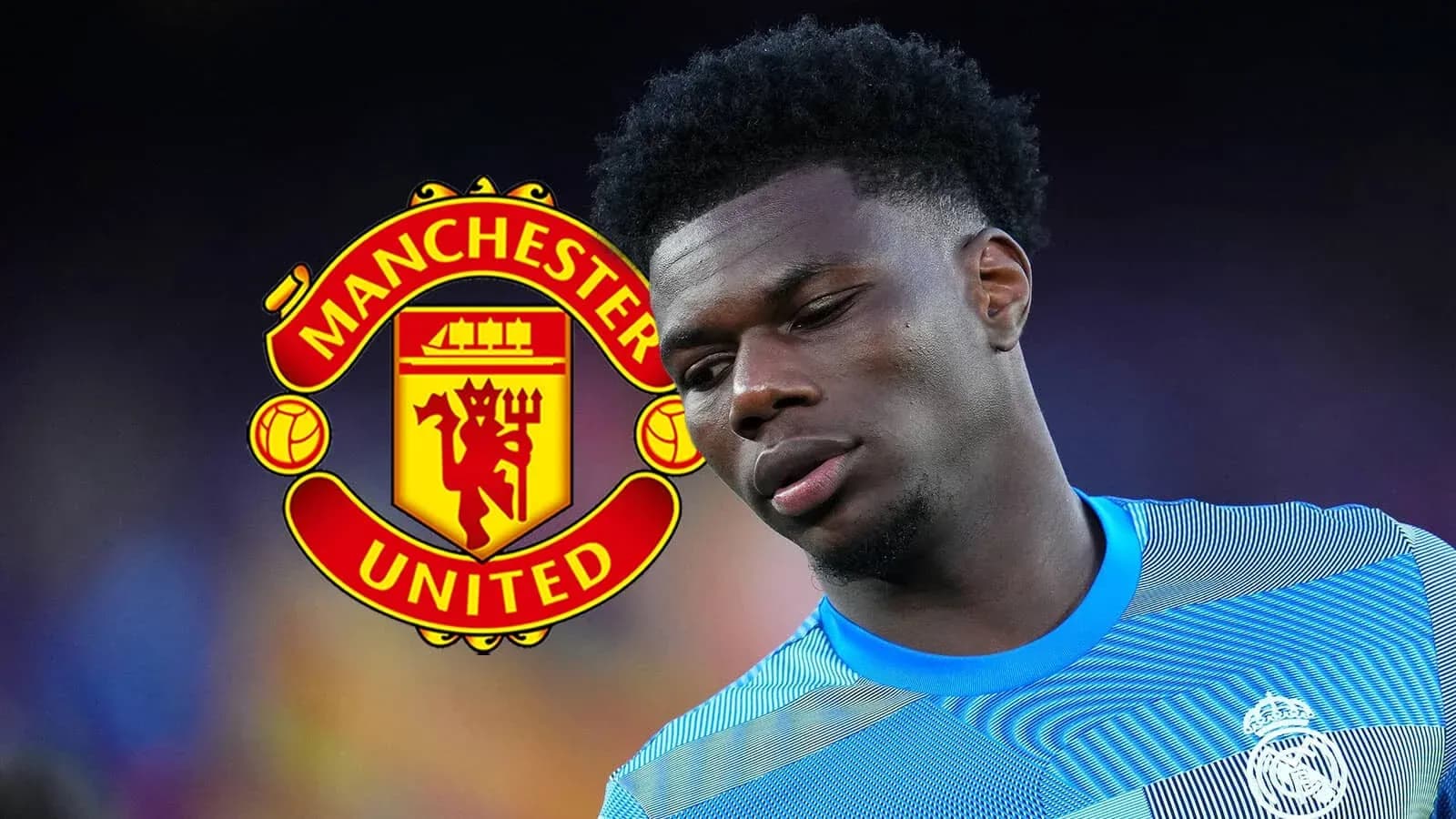 Player wearing training gear with Manchester United logo
