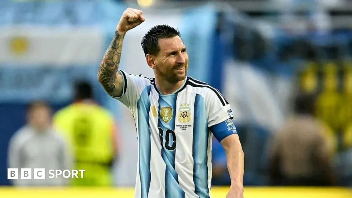 Lionel Messi celebrating during a match for Argentina Lionel Messi celebrating during a match for Argentina