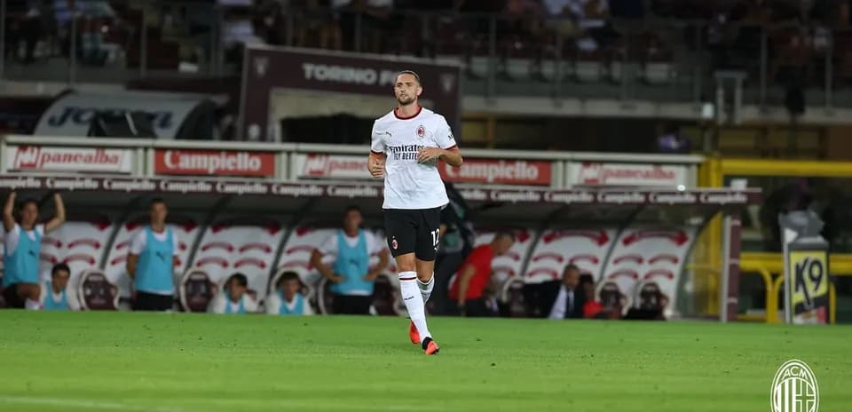 AC Milan player on the field during match AC Milan player on the field during match