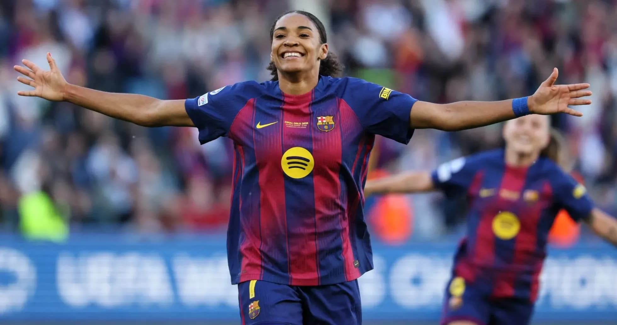 Barcelona player celebrating a goal during match Barcelona player celebrating a goal during match
