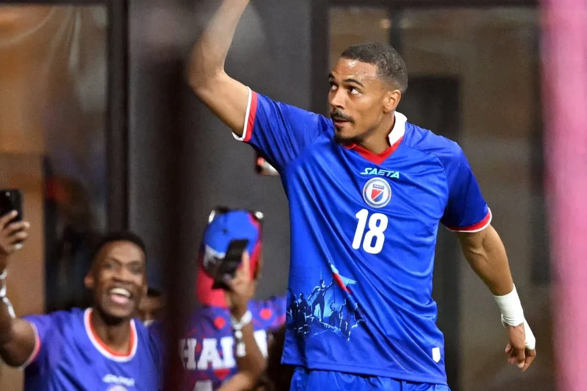 Haitian player celebrating during World Cup qualifier Haitian player celebrating during World Cup qualifier