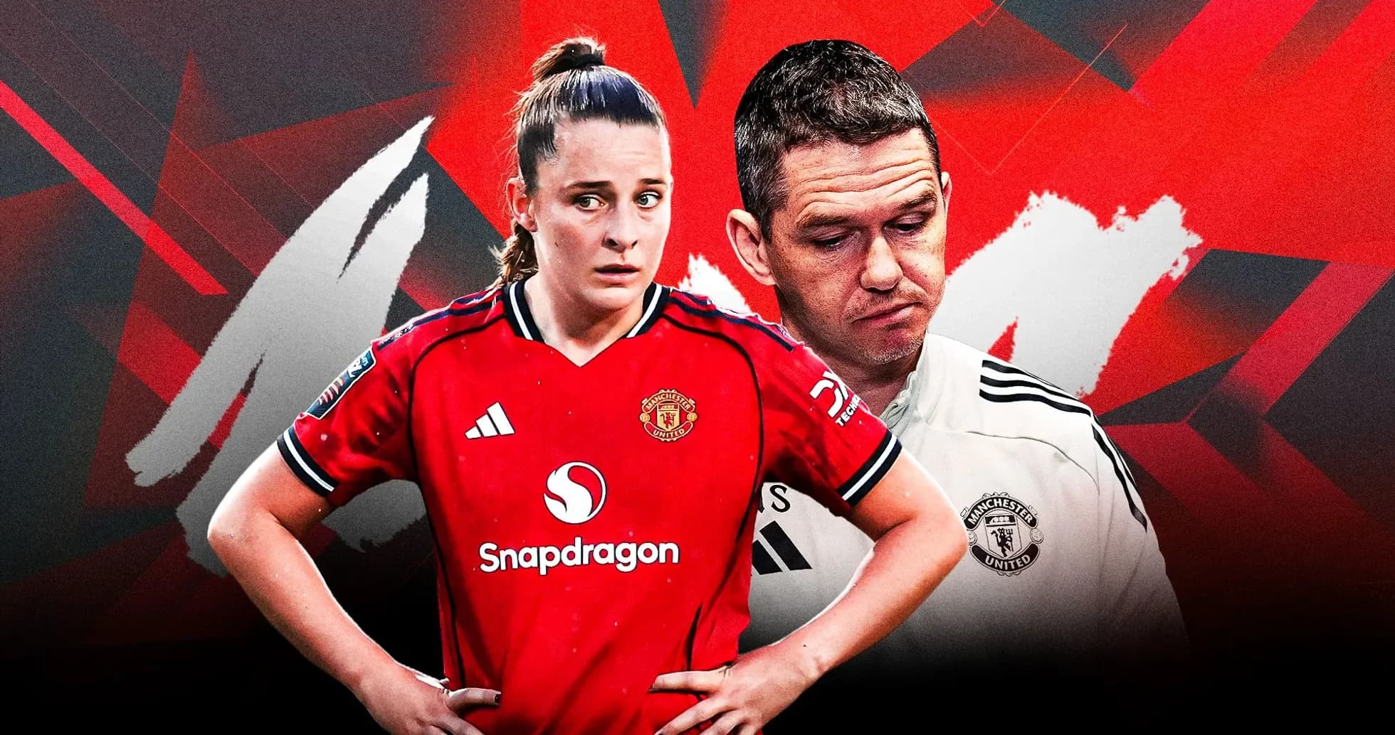 Manchester United player and coach in contrasting expressions Manchester United player and coach in contrasting expressions