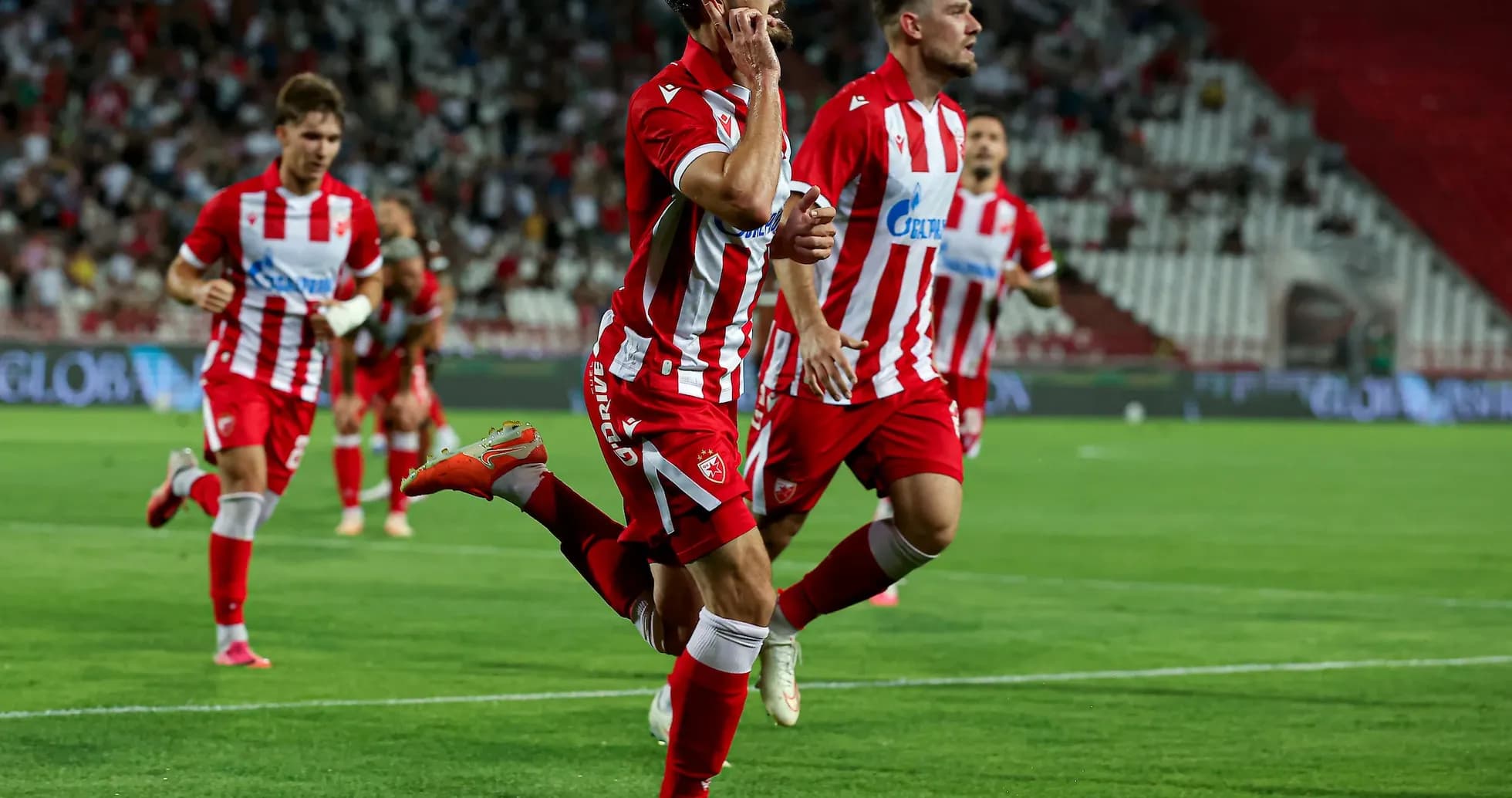 Crvena Zvezda players celebrating a goal Crvena Zvezda players celebrating a goal